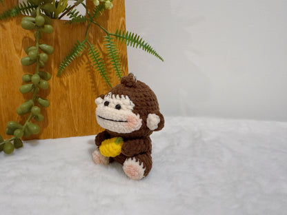 Banana- Holding Monkey Key Charm