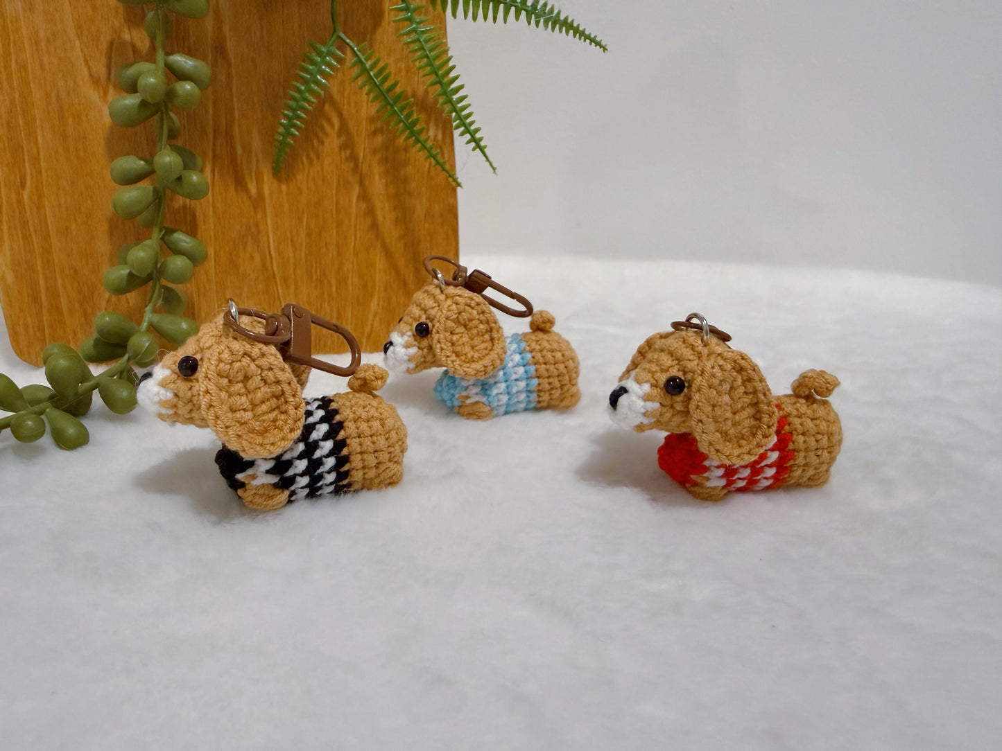 Striped Puppy Key Charm