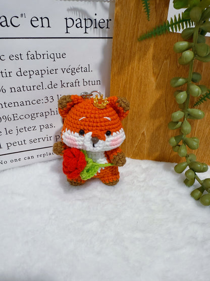 Fox Holding a Rose Key Charm
