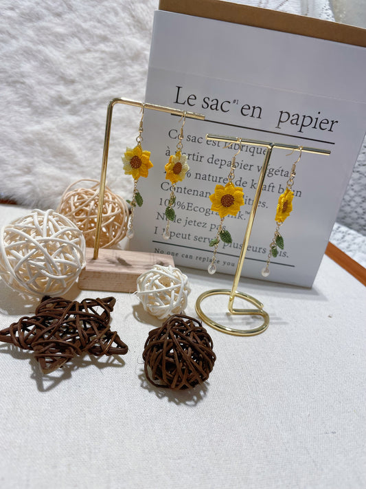 Micro Crochet Sunflower Earrings
