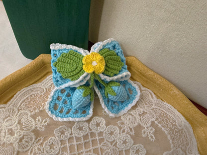 Hollow Bow French Barrette with Strawberry