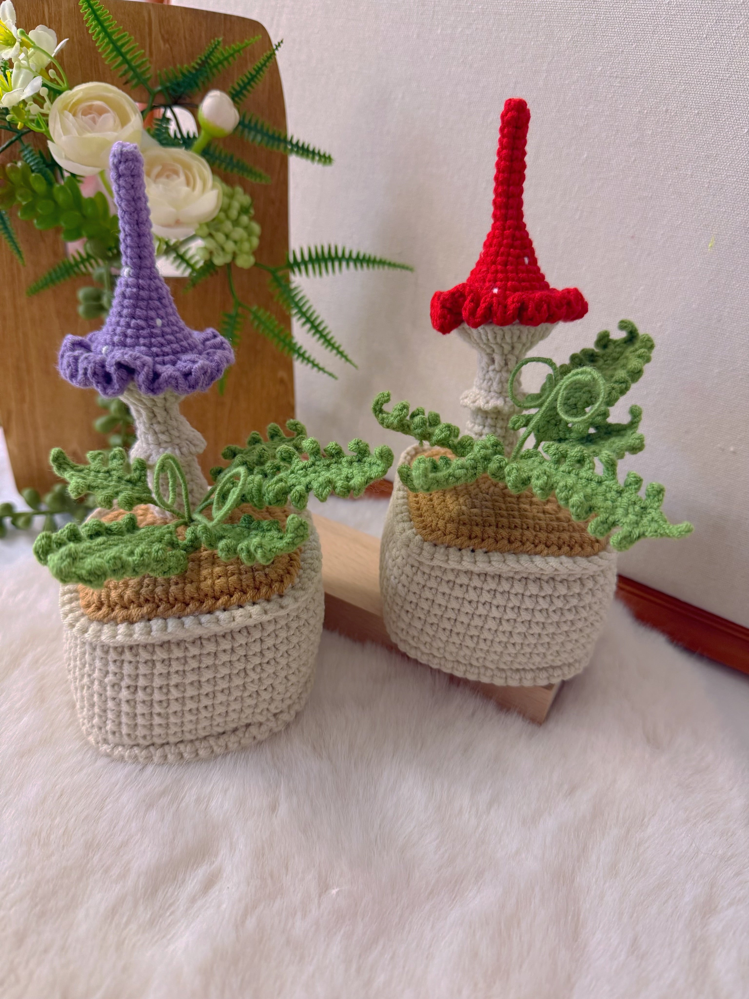 Mushroom & Fern Pot Decoration