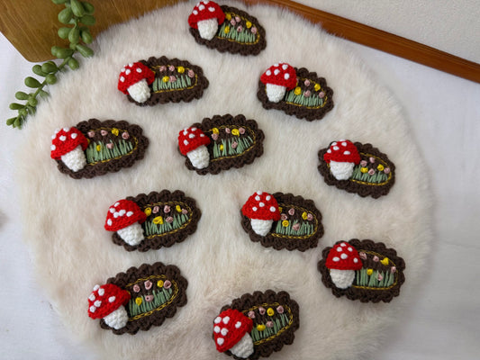 Mushroom Meadow Hair Clip