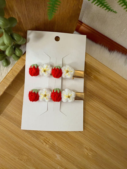 Mini Strawberry & Flower Hair Clip