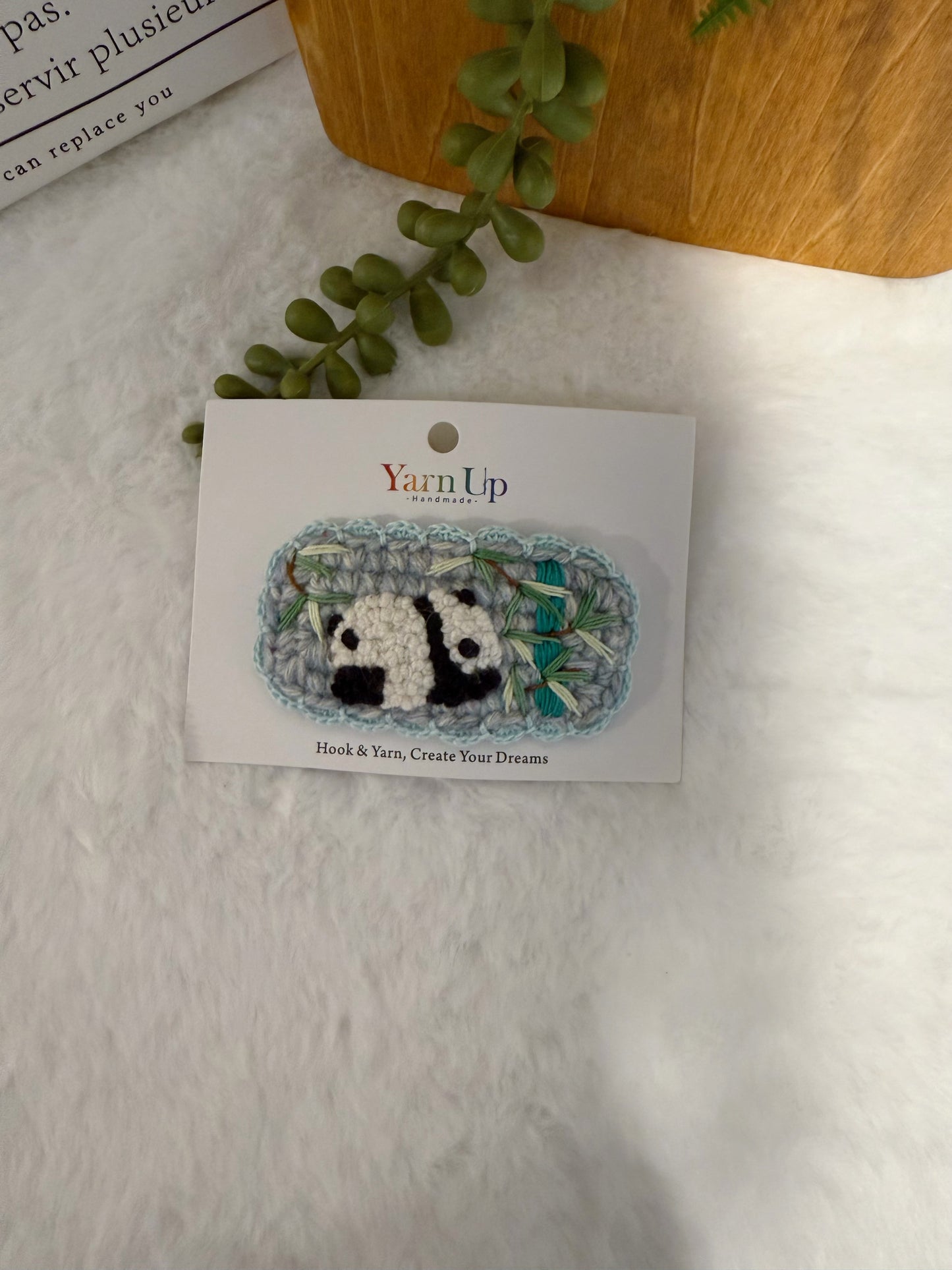 Panda Embroideried Hair Clip