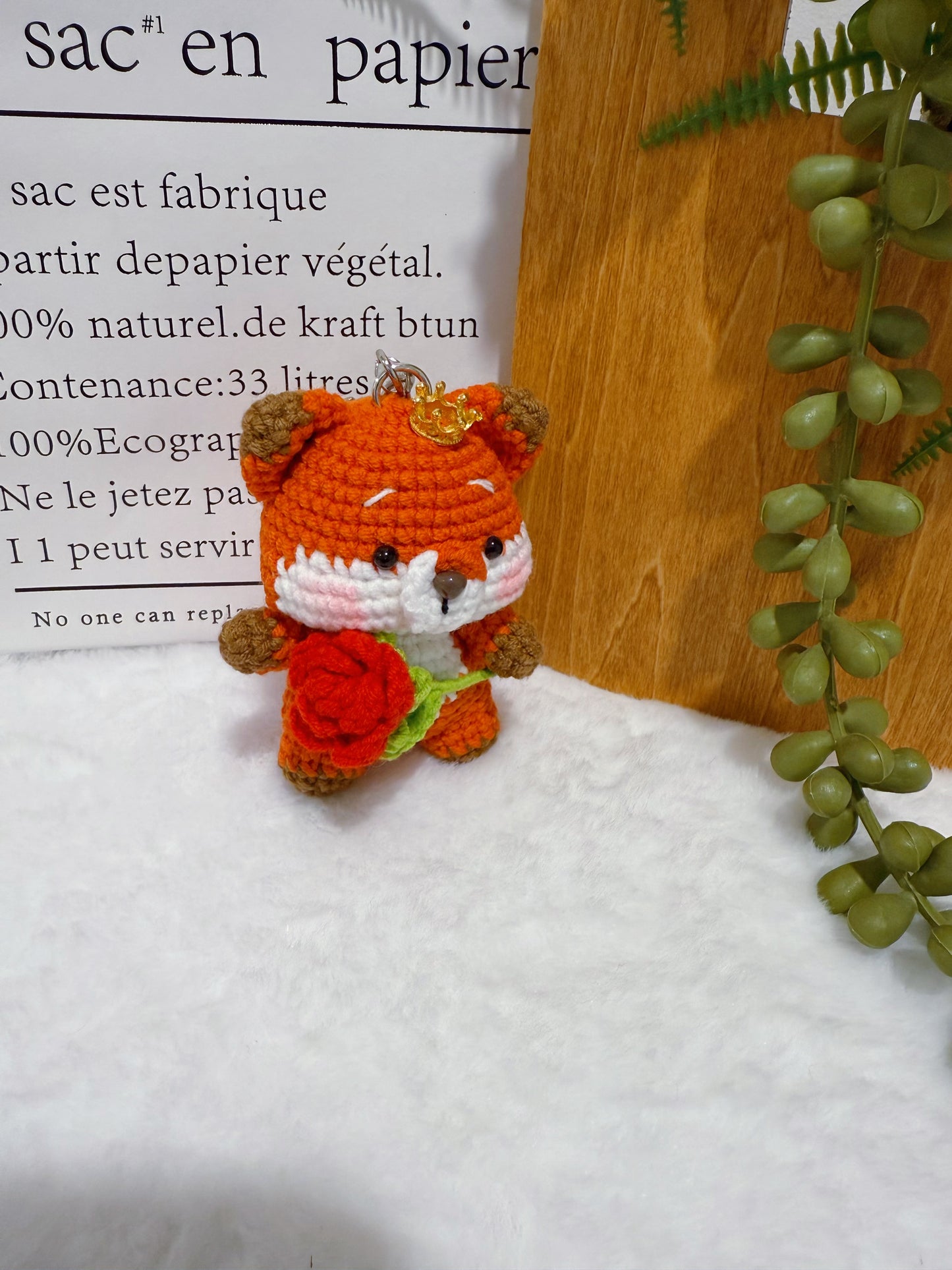 Fox Holding a Rose Key Charm
