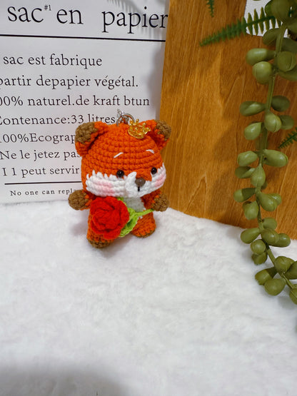 Fox Holding a Rose Key Charm