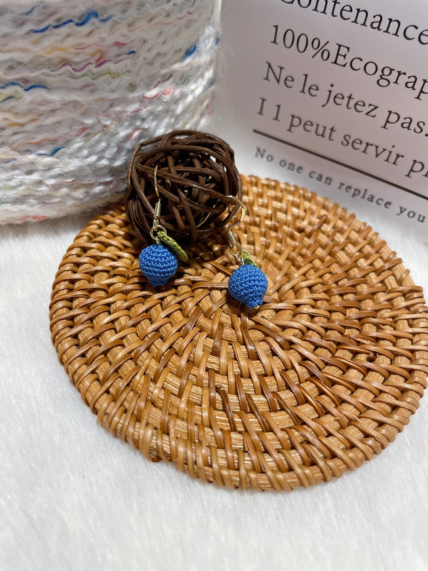 Micro Crochet Blueberry Earrings