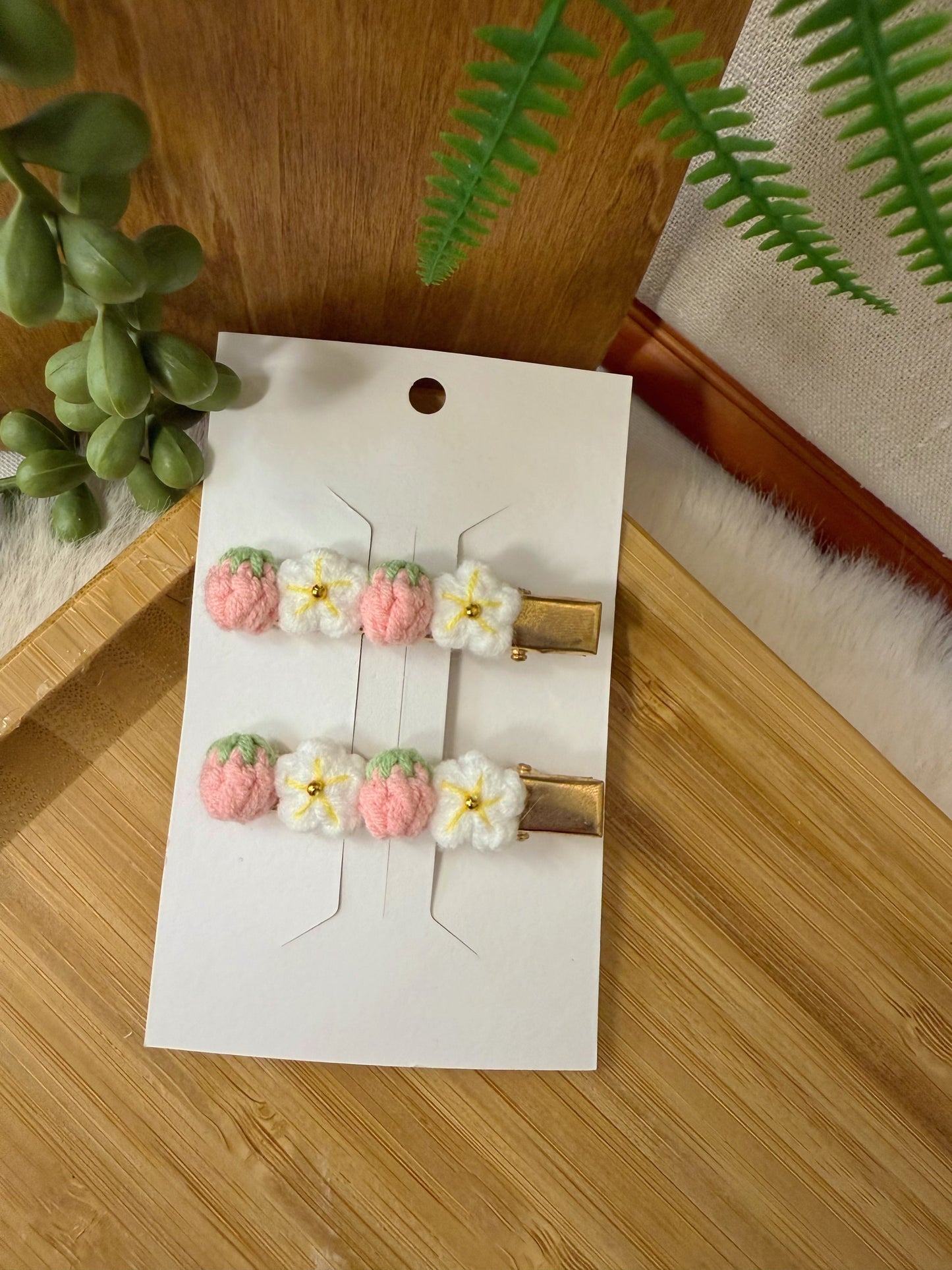 Mini Strawberry & Flower Hair Clip