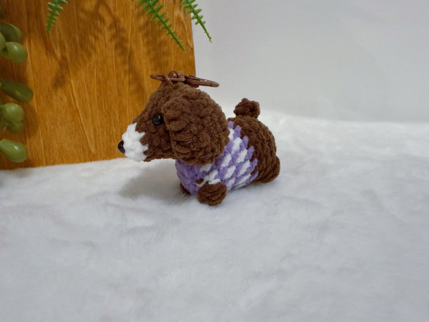 Striped Soft Puppy Key Charm