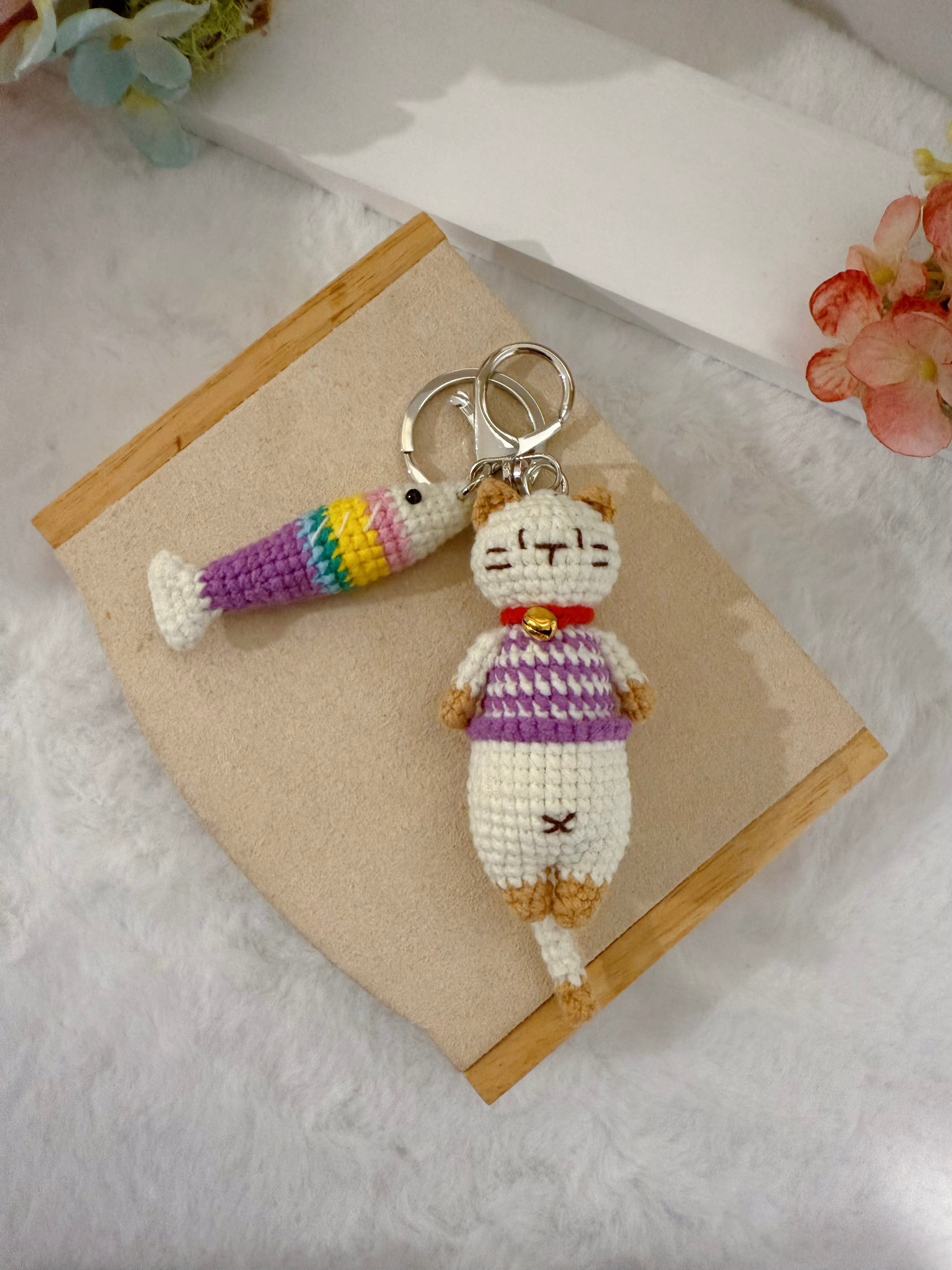 Cat & Fish Key Charm