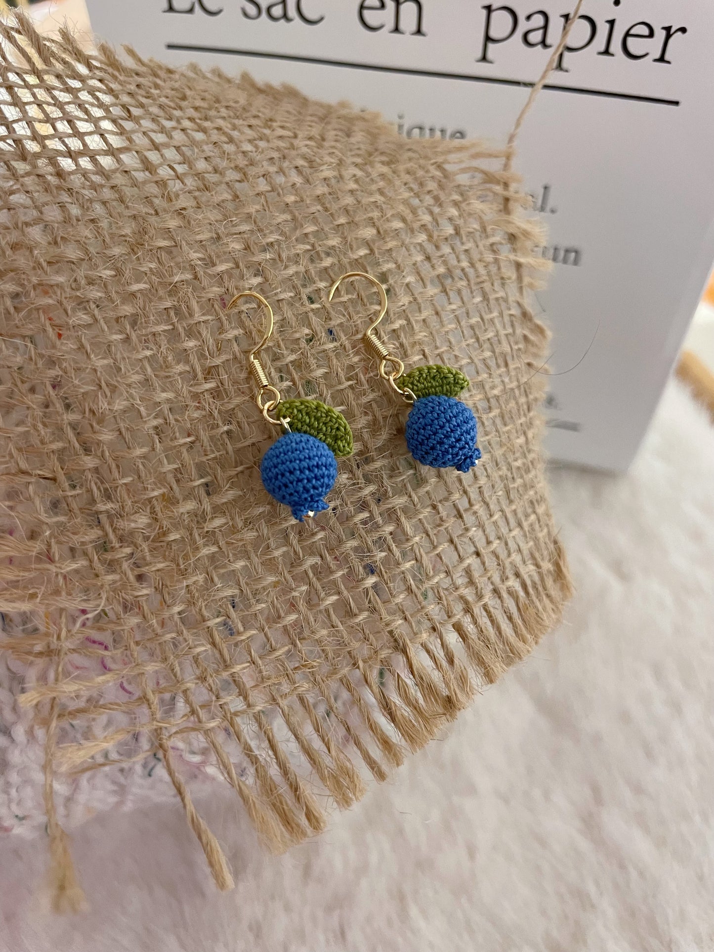 Micro Crochet Blueberry Earrings