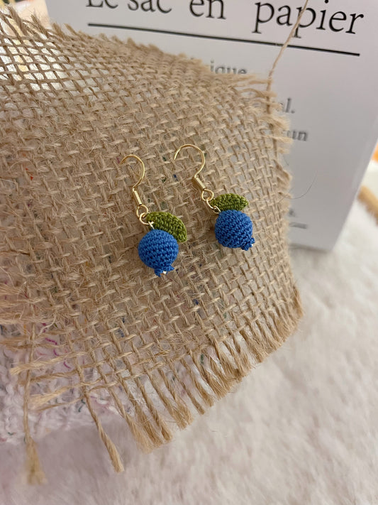 Micro Crochet Blueberry Earrings