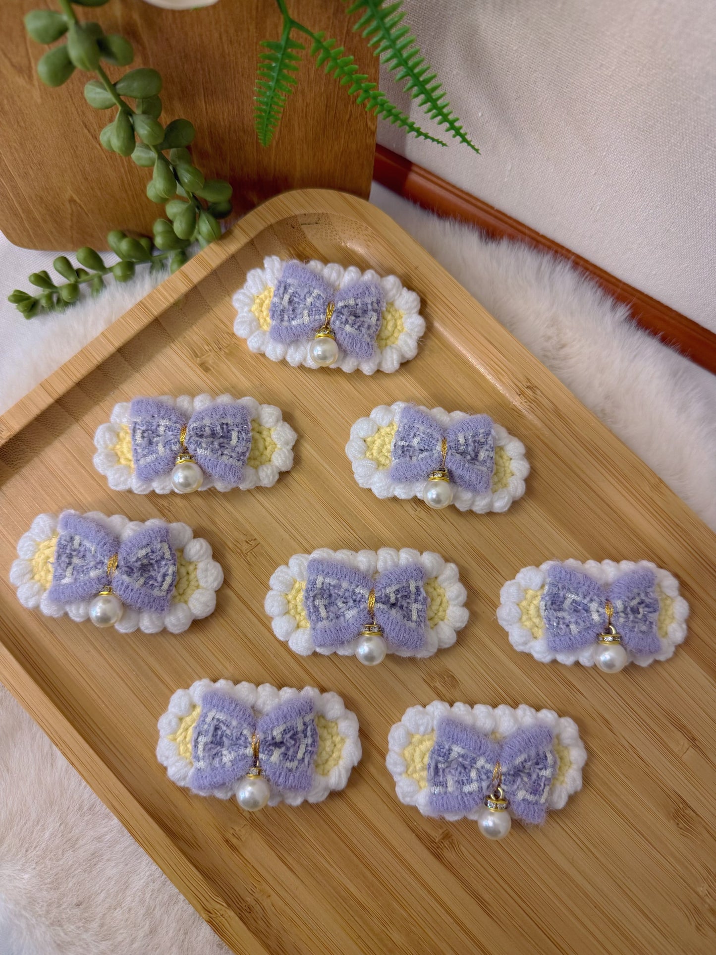 Cream Lavender Hair Clip