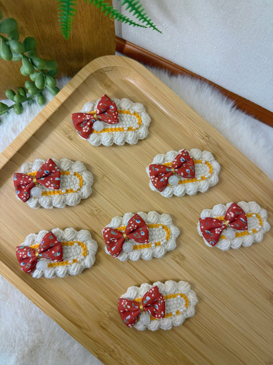 Cream Bow Hair Clip