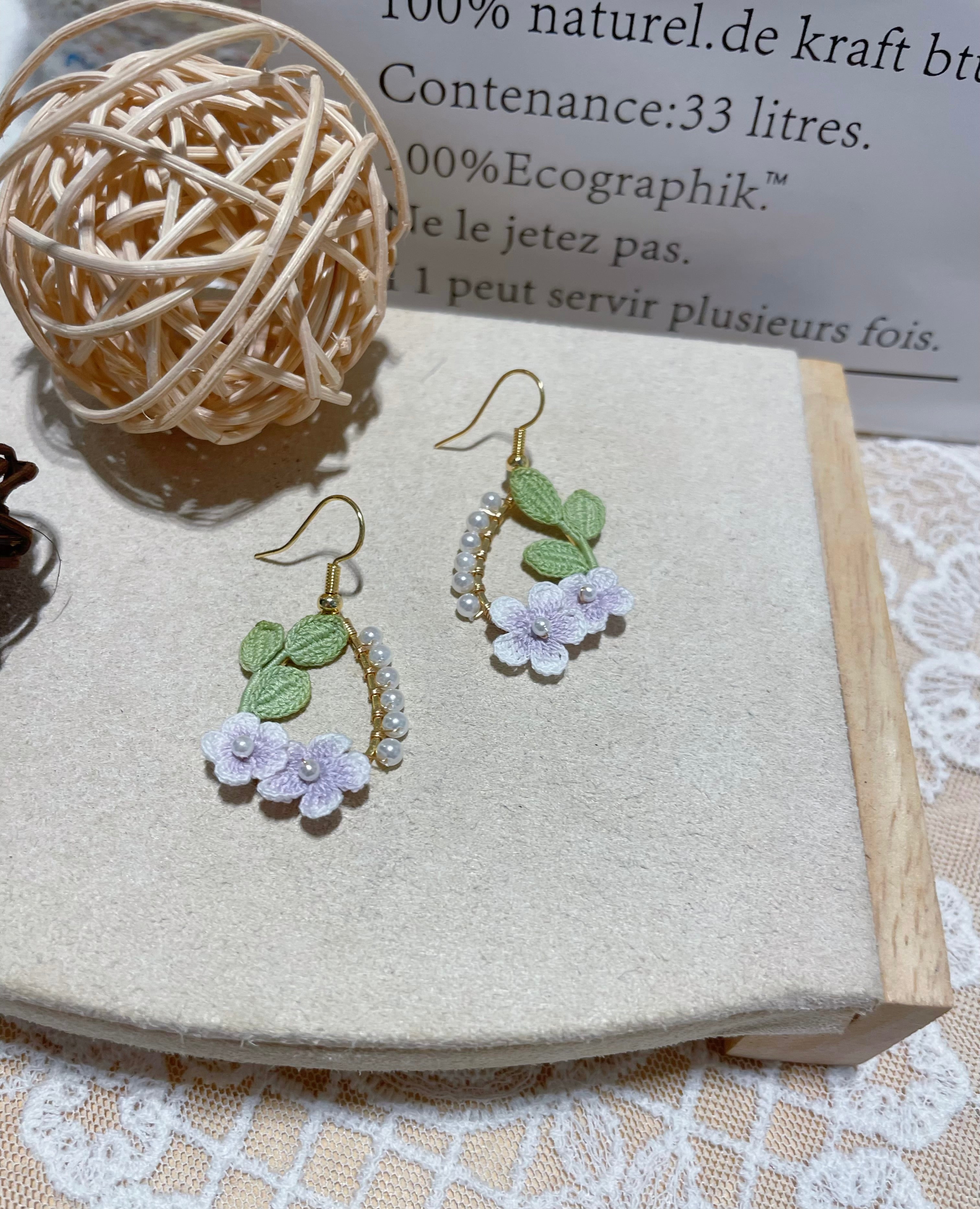 Micro Crochet Pearl Bloom Wreath Earrings