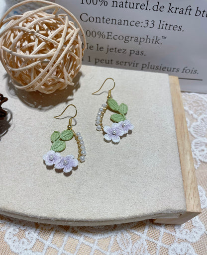 Micro Crochet Pearl Bloom Wreath Earrings