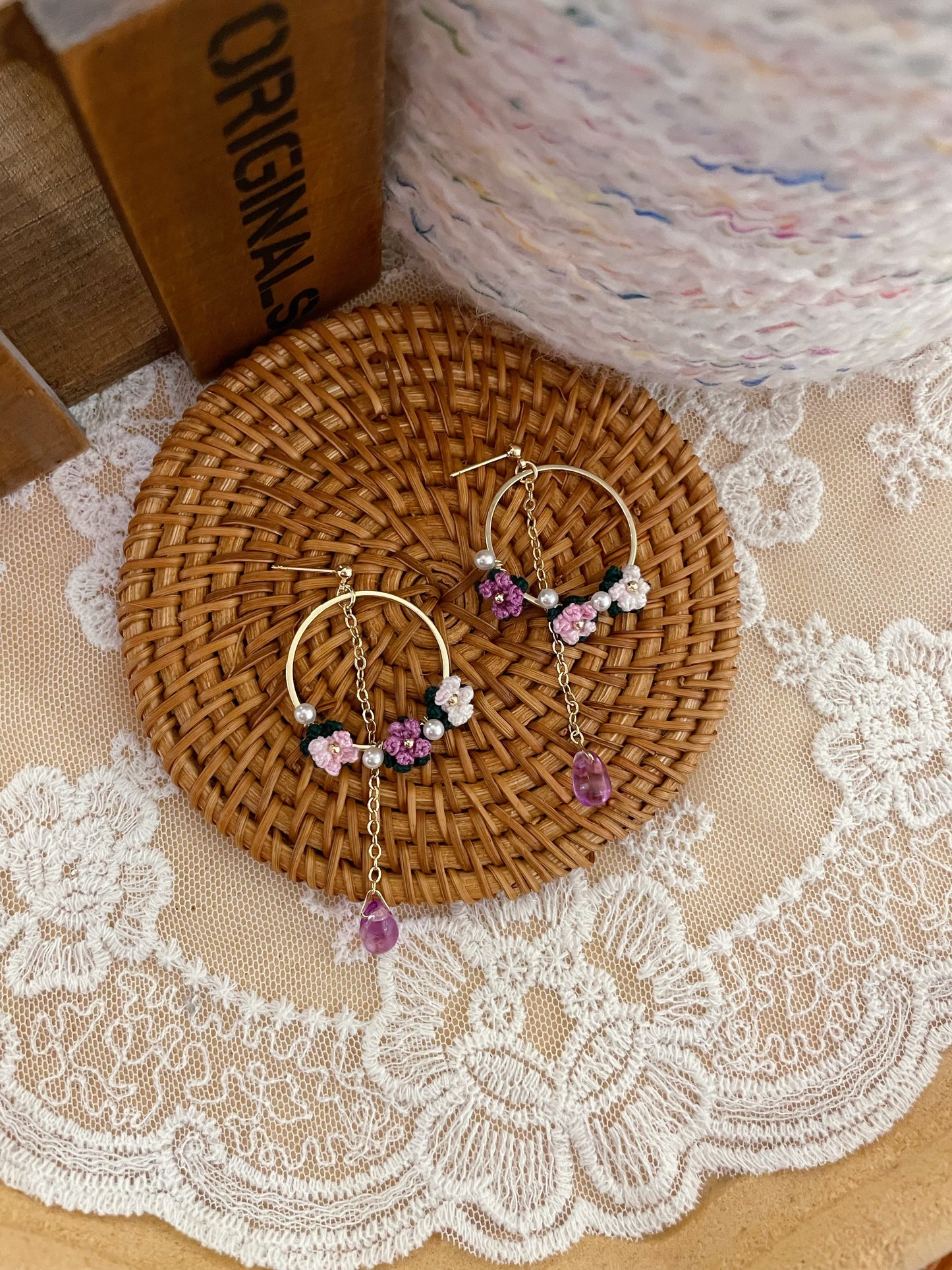 Micro Crochet Baby's Breath Stud Earrings