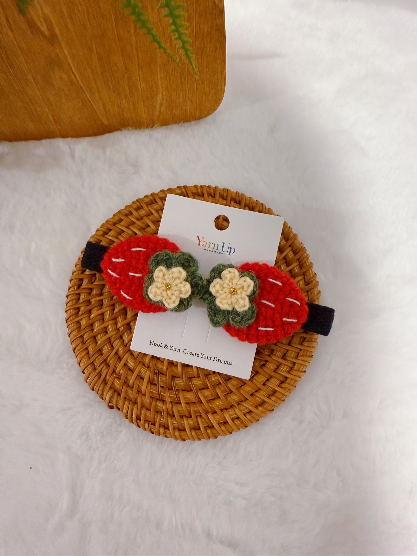 Woolly Red Strawberry Baby Hair Clips