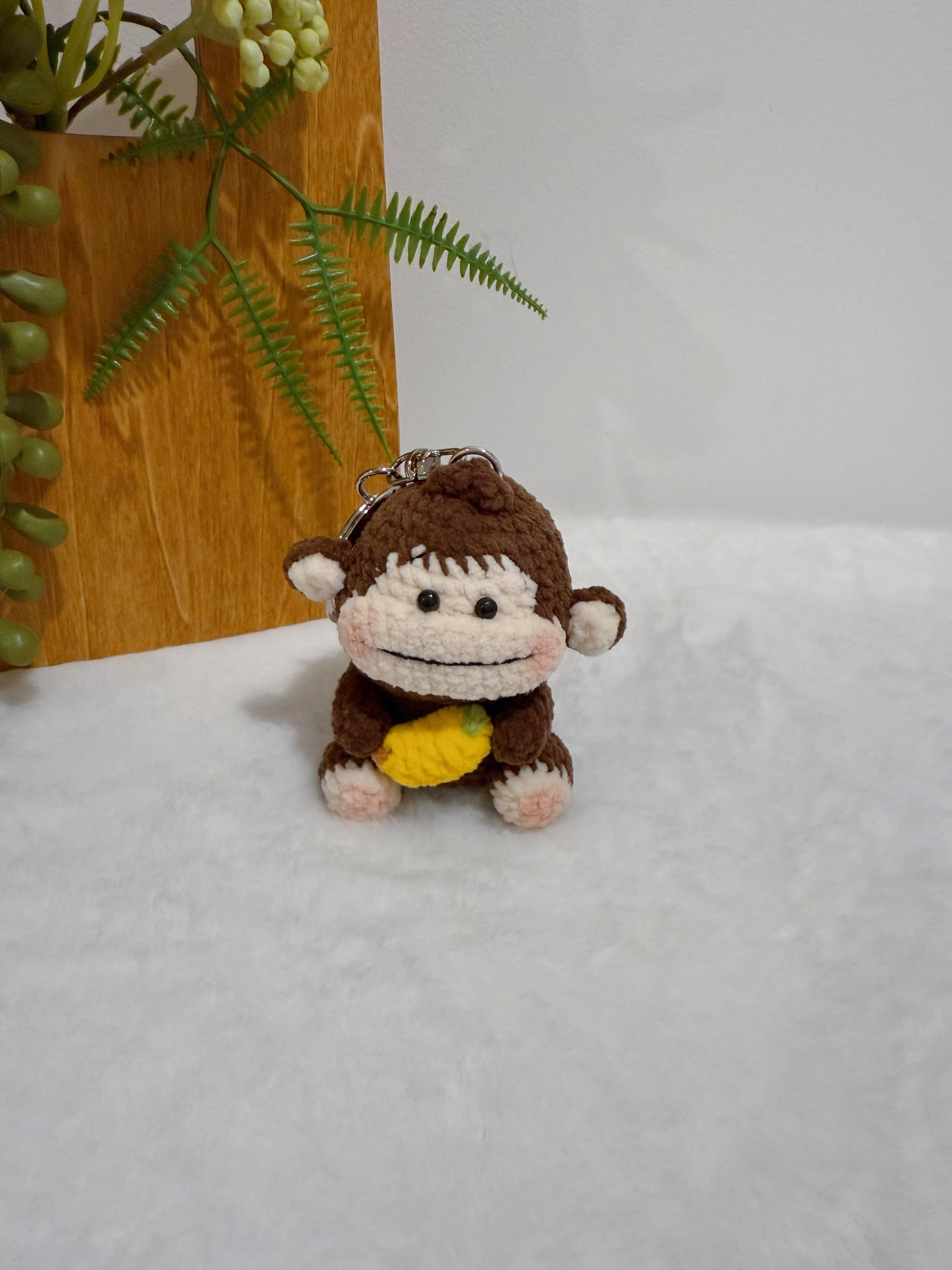 Banana- Holding Monkey Key Charm