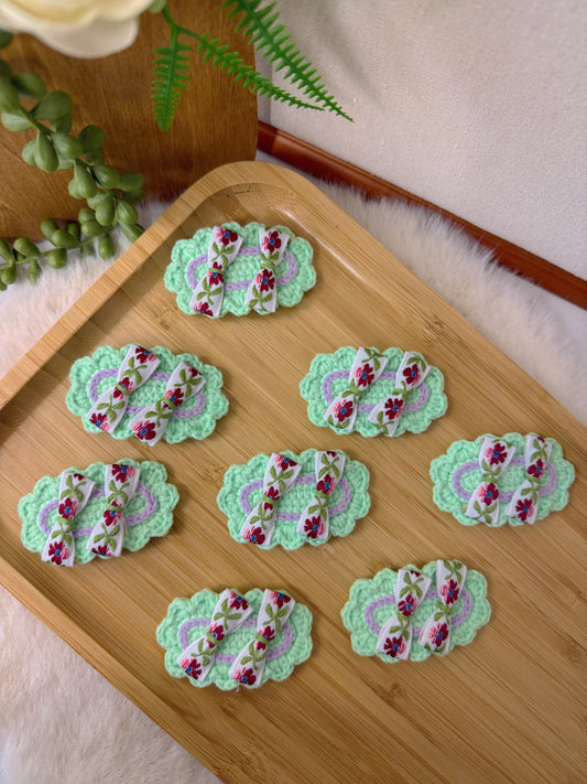 Spring Ruffle Bow Hair Clip