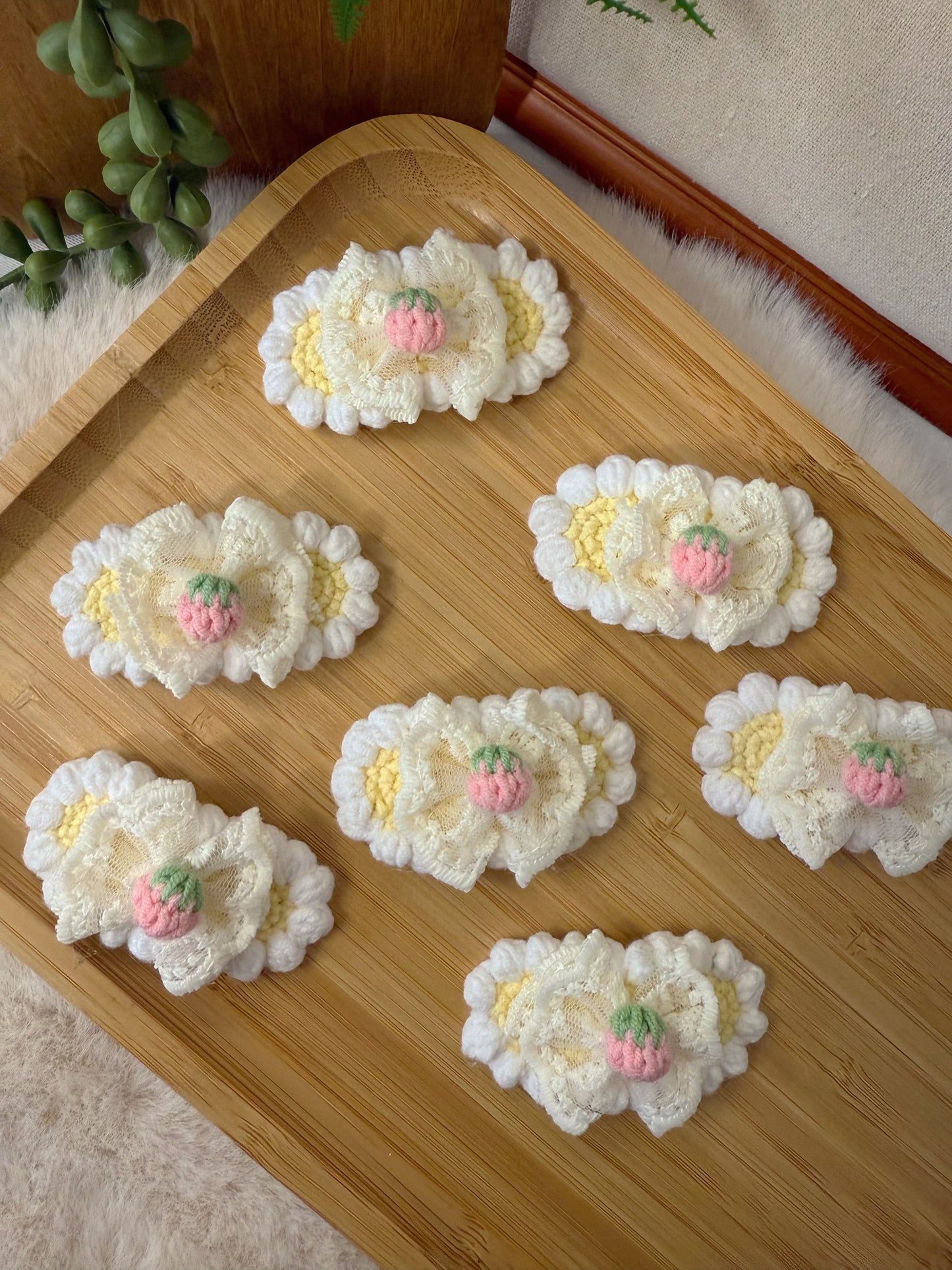 Lace Bow Strawberry Hair Clip