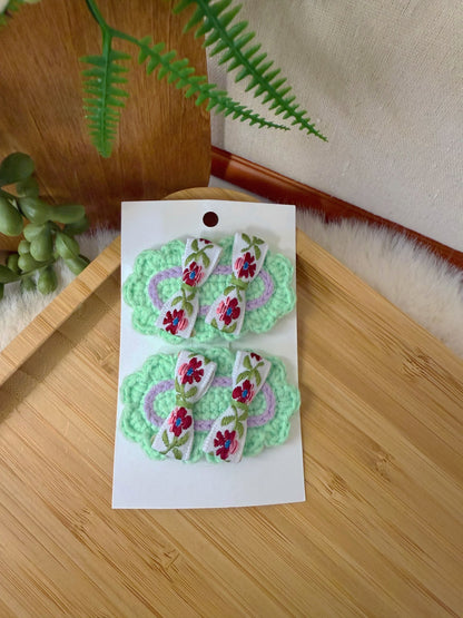 Spring Ruffle Bow Hair Clip