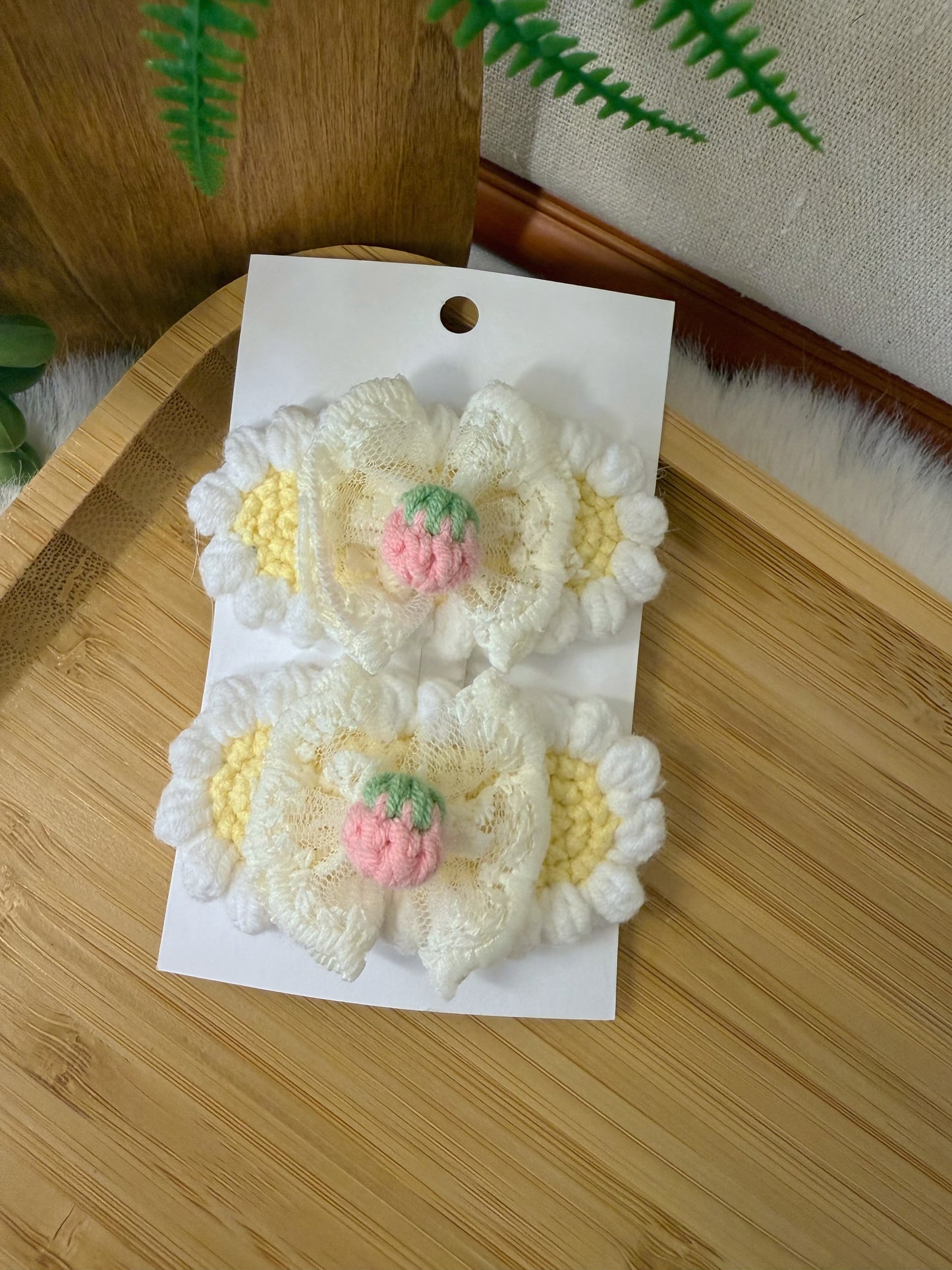 Lace Bow Strawberry Hair Clip