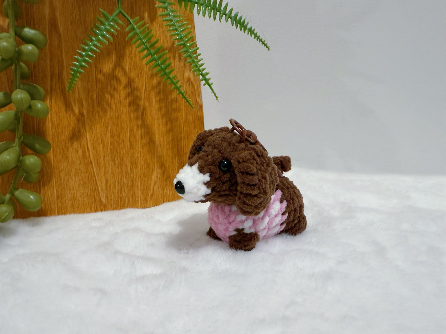 Striped Soft Puppy Key Charm