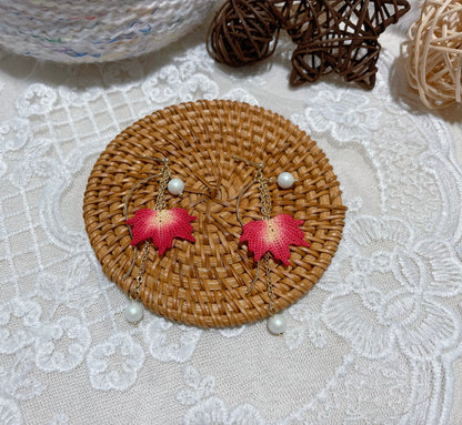 Micro Crochet Dyed Maple Earrings