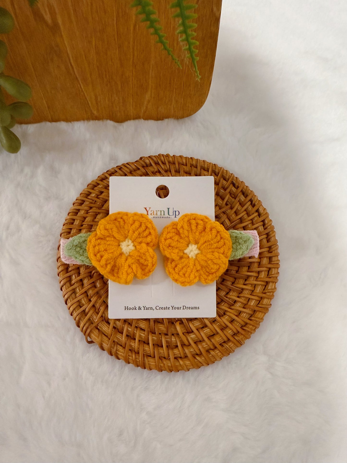 Orange Flower Baby Hair Clips