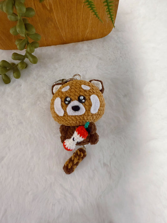 Apple Lover Red Panda Key Charm