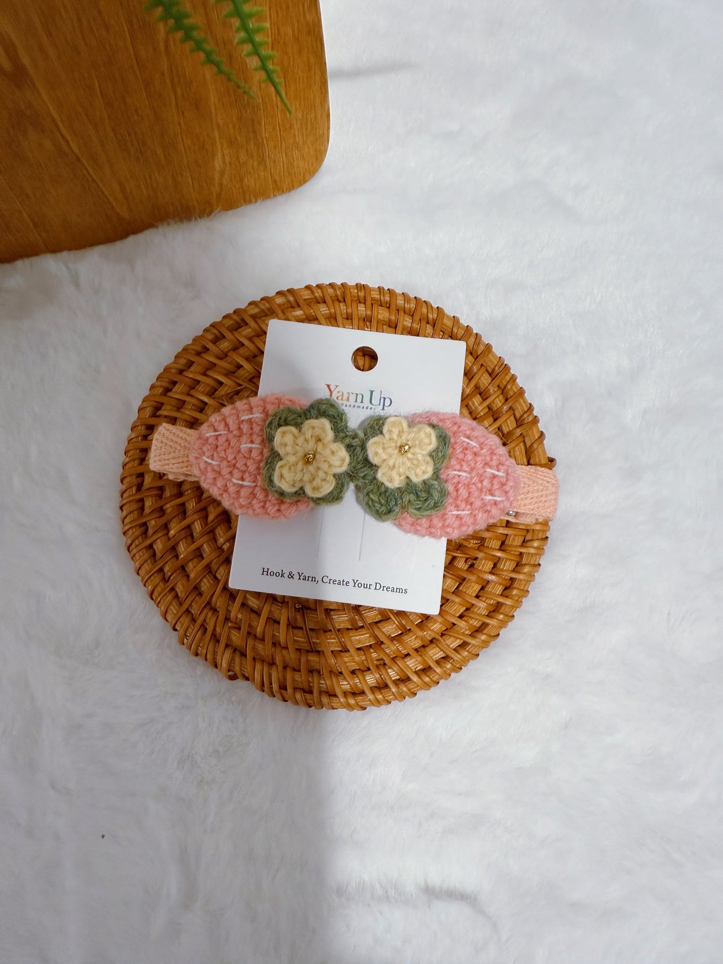 Woolly Pink Strawberry Baby Hair Clips