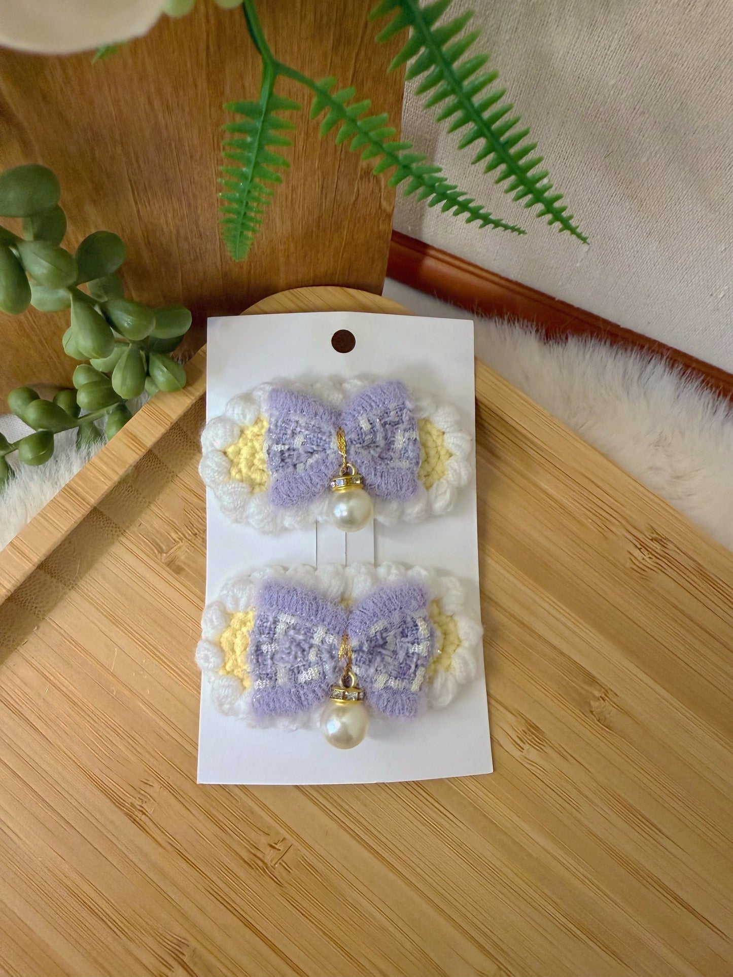 Cream Lavender Hair Clip