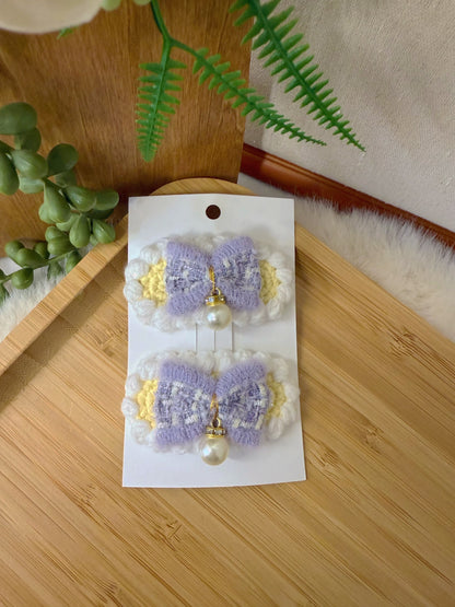 Cream Lavender Hair Clip