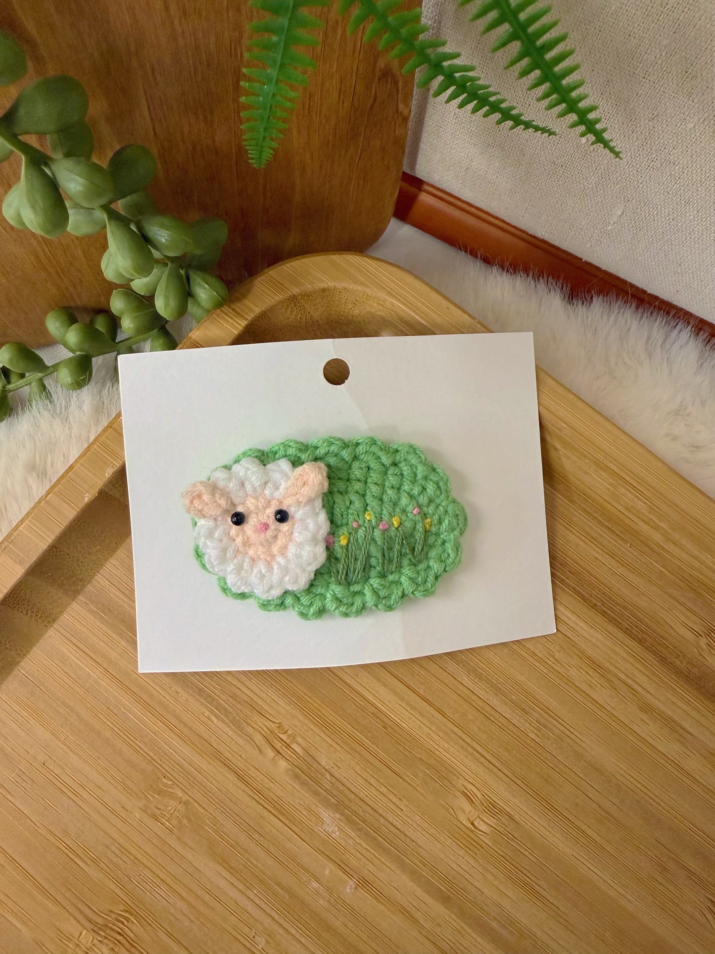 Lamb In Meadow Hair Clip