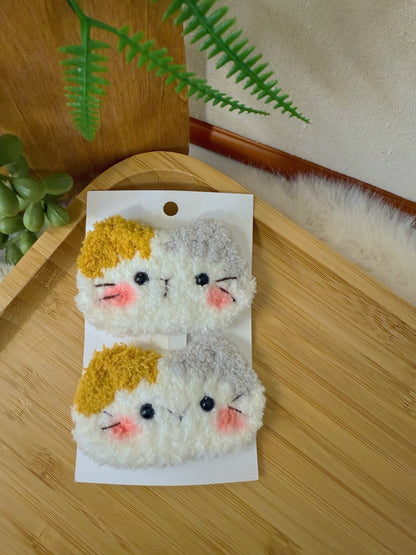 Fluffy Patchy Cat Hair Clip