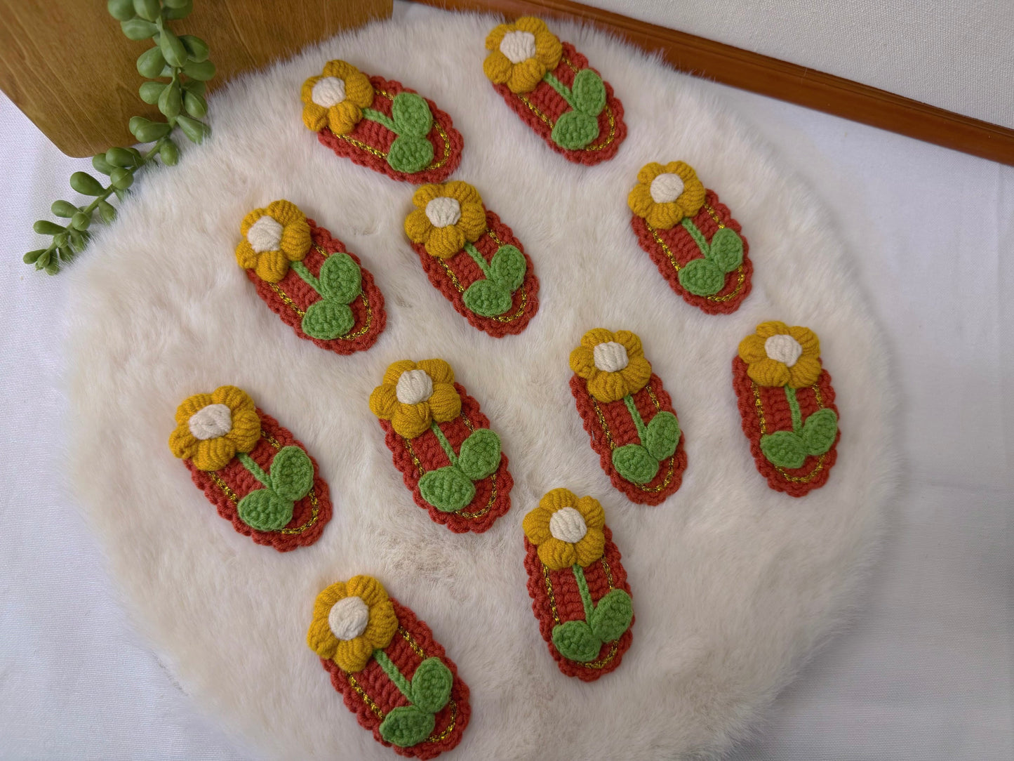 Pumpkin Patch Puff Flower Hair Clip