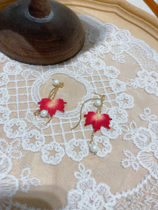 Micro Crochet Dyed Maple Earrings