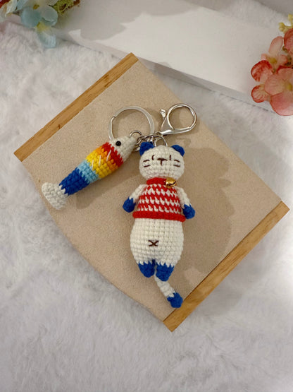 Cat & Fish Key Charm