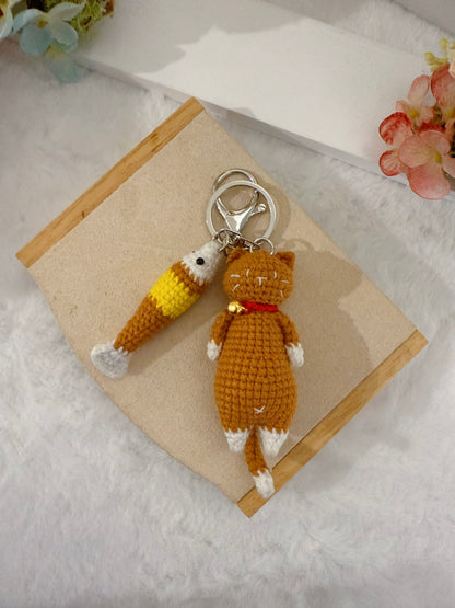 Cat & Fish Key Charm