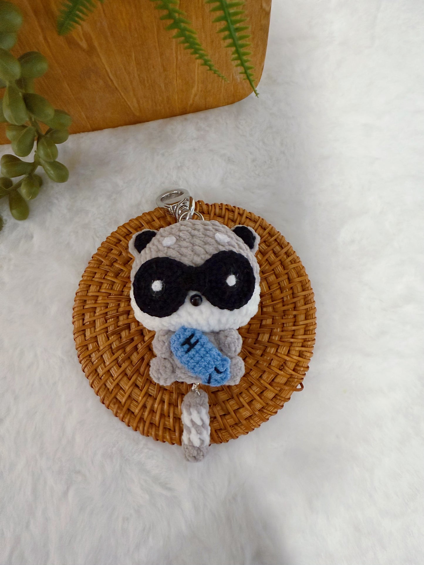 Fish Lover Raccoon Key Charm