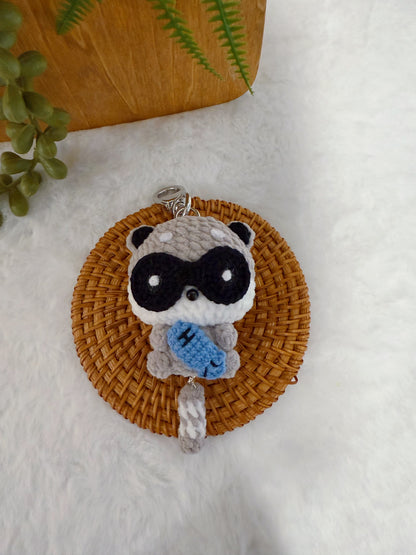 Fish Lover Raccoon Key Charm