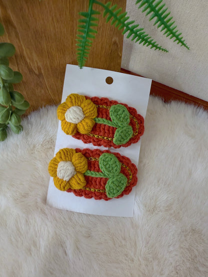 Pumpkin Patch Puff Flower Hair Clip