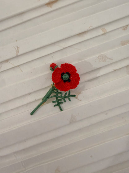 Red Poppy Brooch