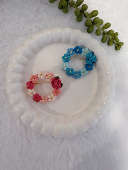Rose & Flowers Wreath Brooch