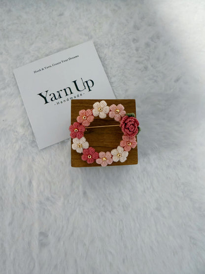 Rose & Flowers Wreath Brooch