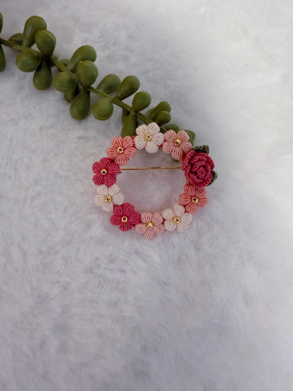 Rose & Flowers Wreath Brooch