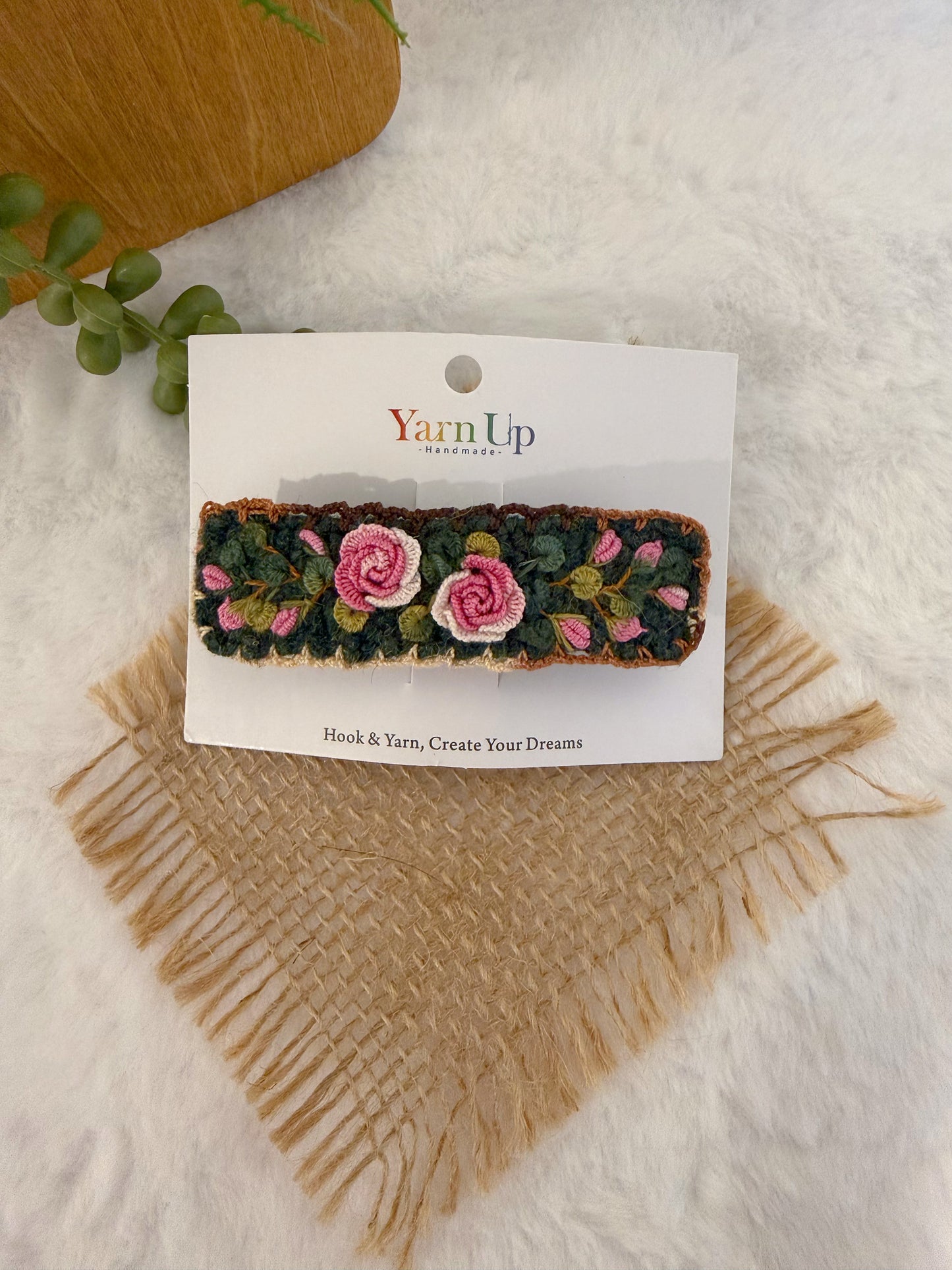 Rose Garden Embroidery French Barrette
