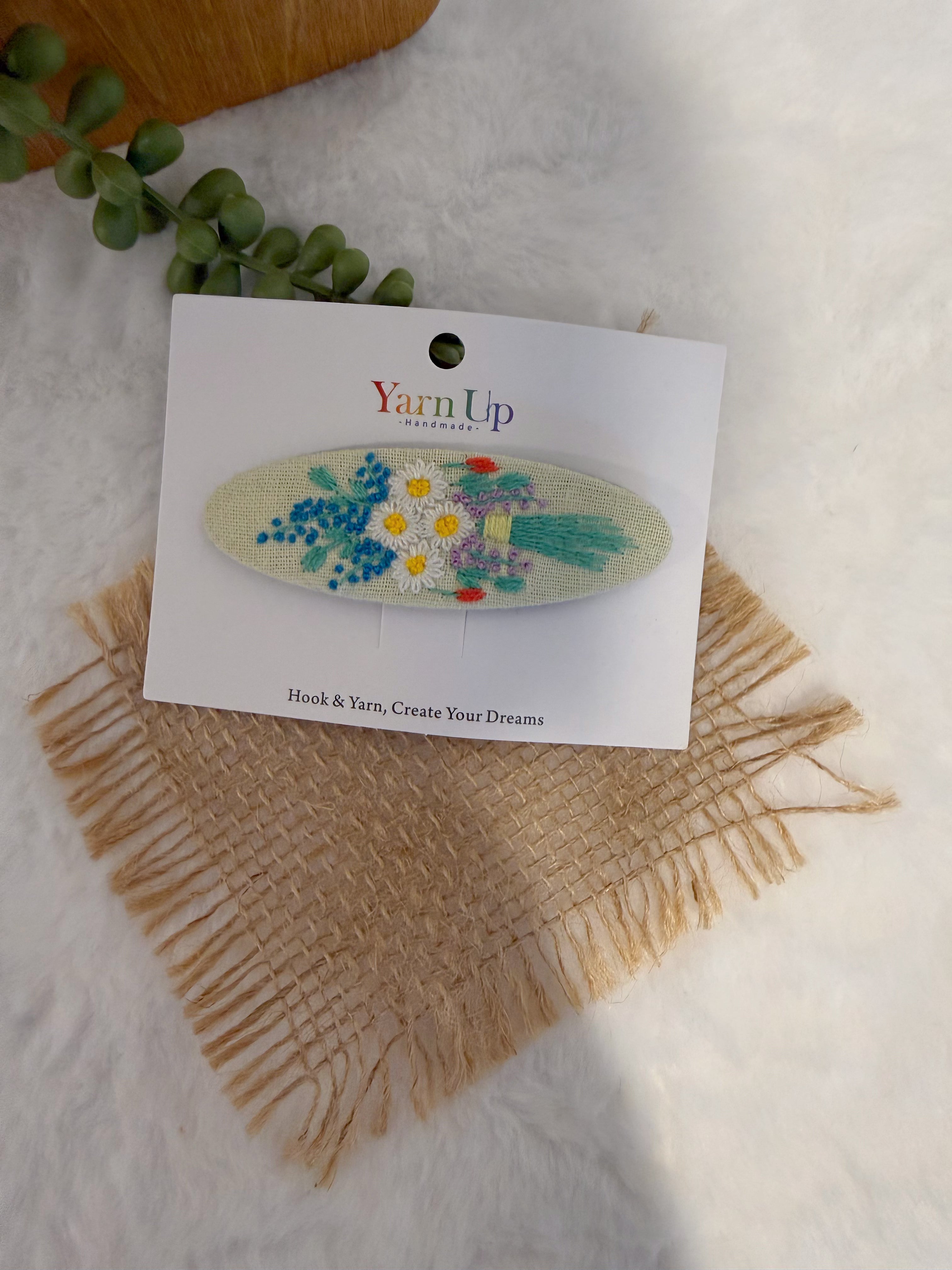 Floral Bouquet Fabric Embroidery Hair Clip